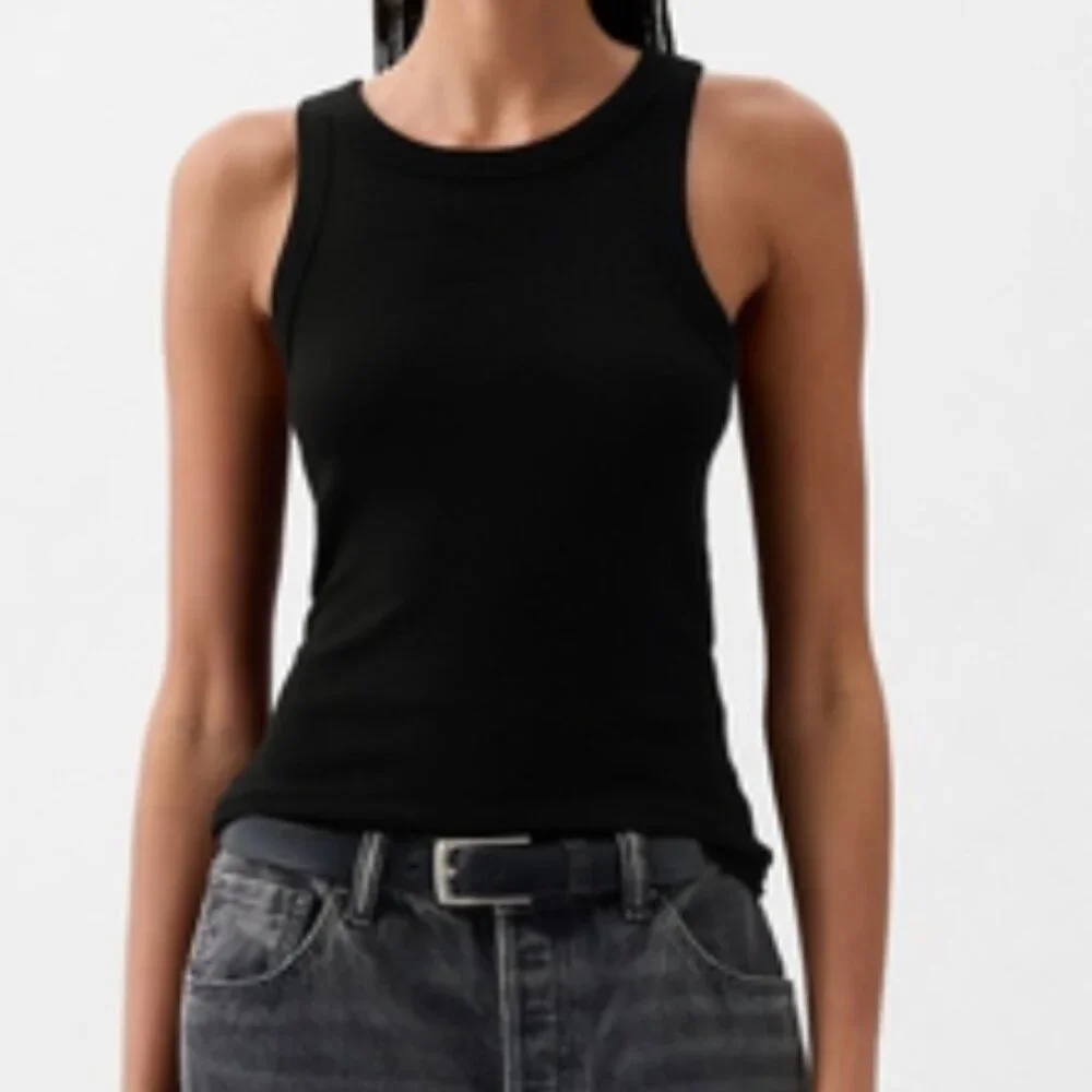 GAP Women's Modern Rib Halter Tank Top, Black, XL, EUC - Picture 1 of 4